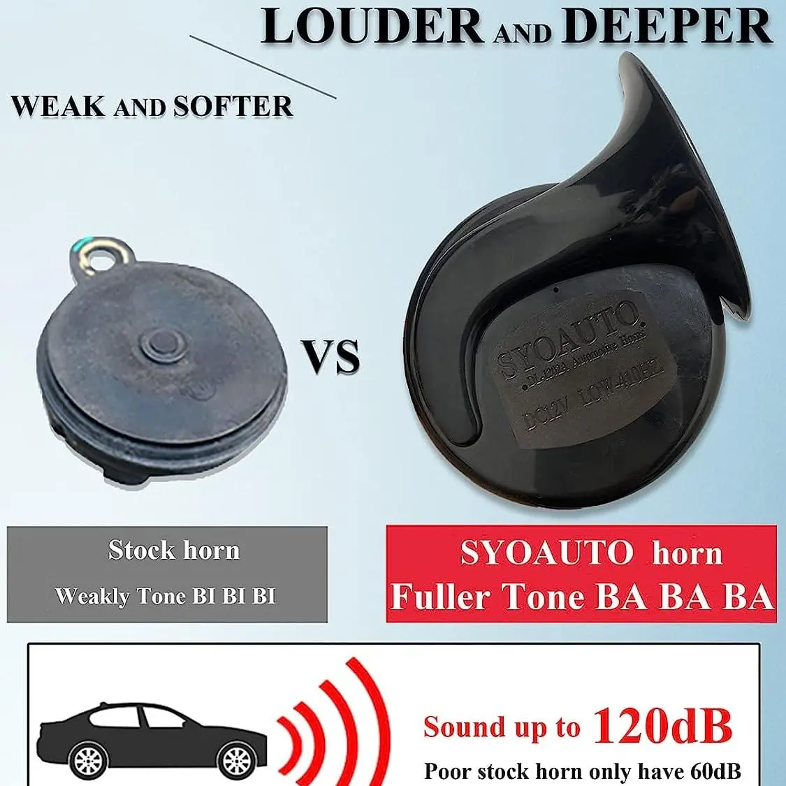 Car Horn Truck Horn 12V Horn Waterproof High Low Tone Universal Fit Super Loud Electric Snail Horn 12V Horn Kit Replacement Horns 1