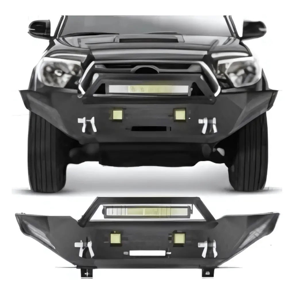 1Pc Front Bumper Full Width Solid Steel Fit For 2005 - 2015 Toyotatacoma Pickup Truck Winch Plate Offroad 120W Light Bar 18W Pods 1