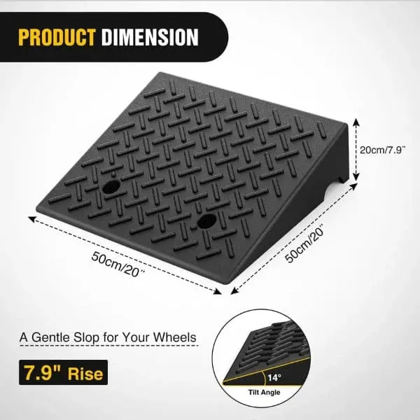 Rubber Curb Ramps,
7.9" Rise Height Heavy Duty Rubber Threshold Ramp 7000Lbs Load Capacity 1