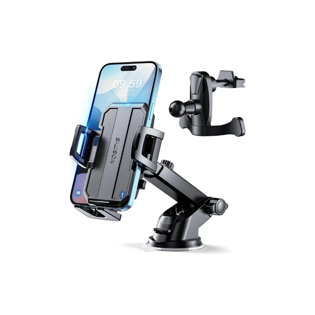Car Phone Mount For Car Dashboard| Windshield | Air Vent | 3 In 1 Hand Free Mount For All Cell Phones (Black) 1