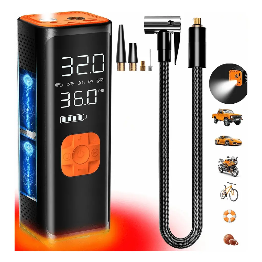 Car Tire Inflator Portable Air Compressor, 12V Dc Air Pump For Car Tires, 150Psi Portable Car Tire Inflator With Pressure Gauge/Led Light, 20000Mah 1