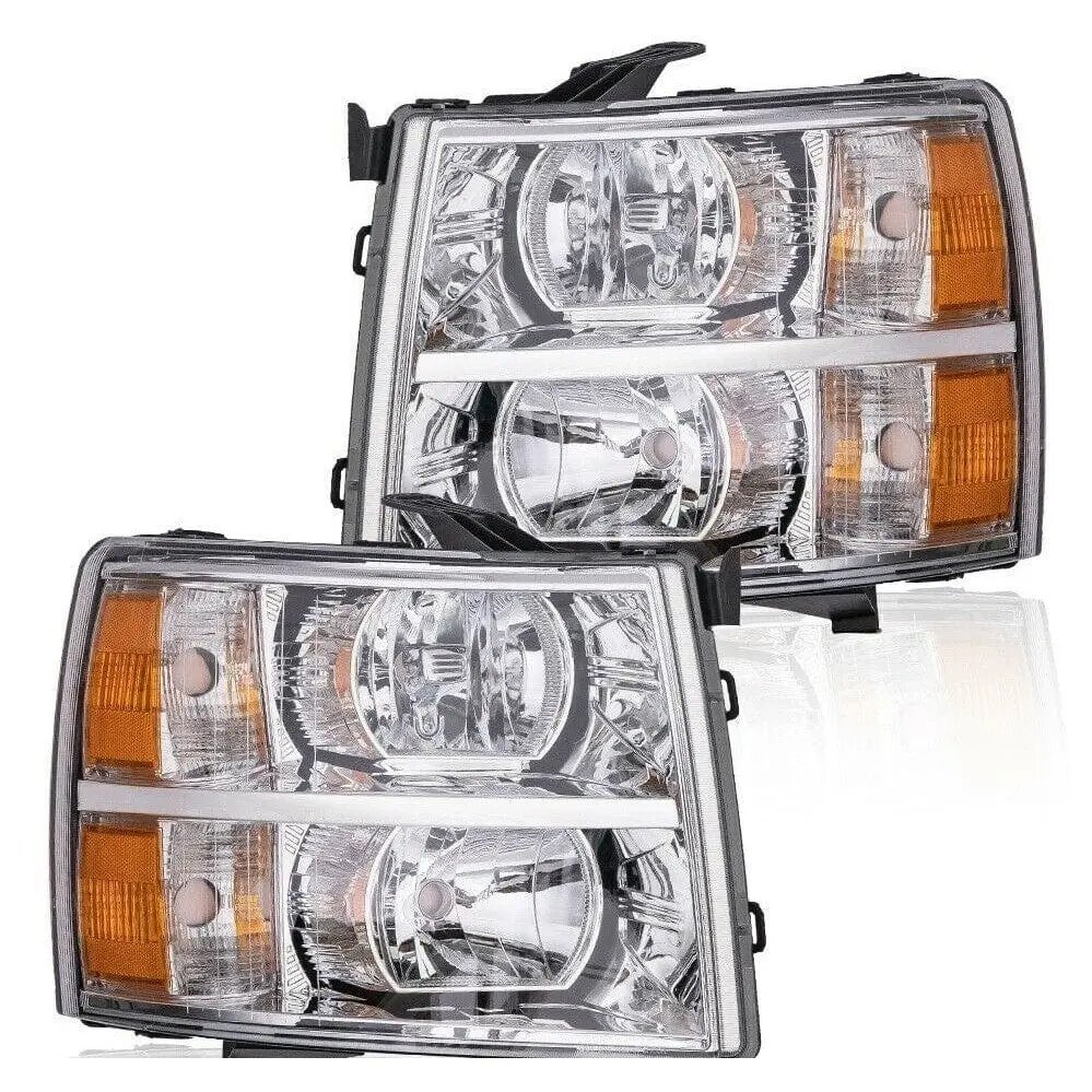 2007-13 Chevy Silverado 1500 2500 2500 Hd Models Headlights Chrome 1