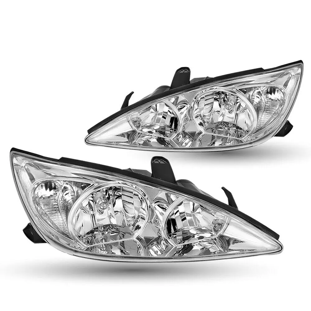 2002-2004 Toyota Camry Chrome Housing Clear Or Black Headlights Lamps L+R 2