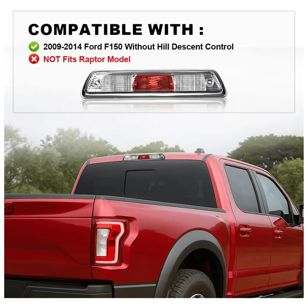Clear Third Brake Light, Compatible With Ford F150 Truck 2009 2010 2011 2012 2013 2014, High Mount Stop Light Tercera Luz De Freno 2
