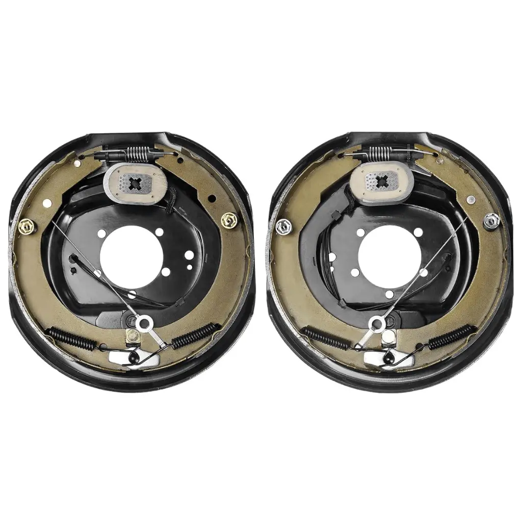 Electric Trailer Brake Assembly, 12" X 2", 1 Pair Self-Adjusting For 7000 Lbs Axle, 5-Hole Mounting, Backing Plates (1 Right + 1 Left) 1