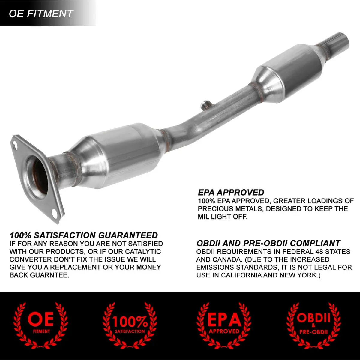 For 2004-2009 Toyota Prius Stainless Steel Center Exhaust Catalytic Converter 1