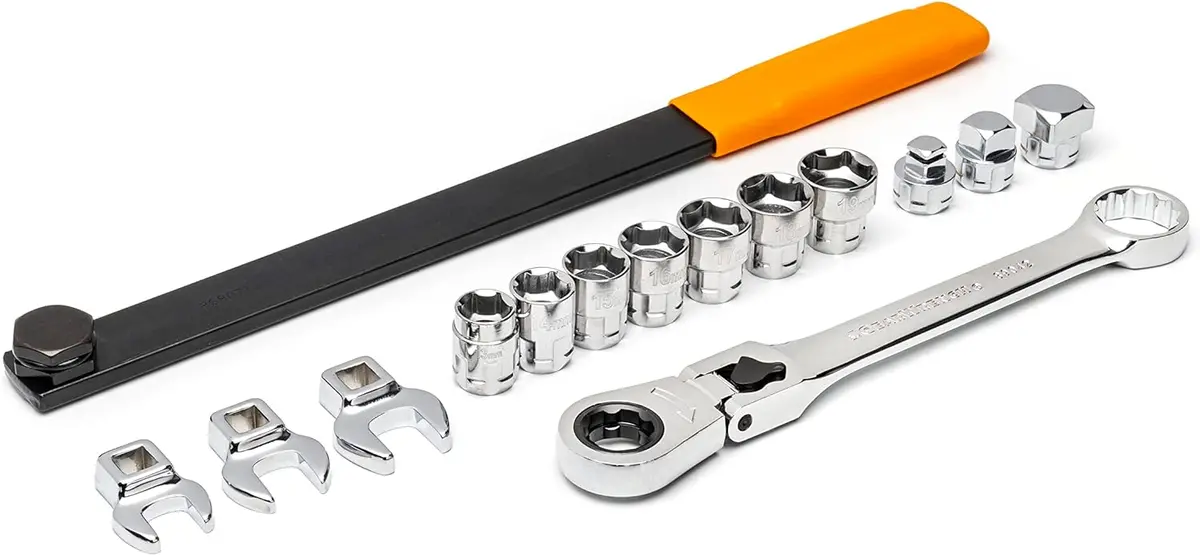 Gearwrench 15 Pc. Serpentine Belt Tool Set With Locking Flex Head Ratcheting Wrench - 89000 1