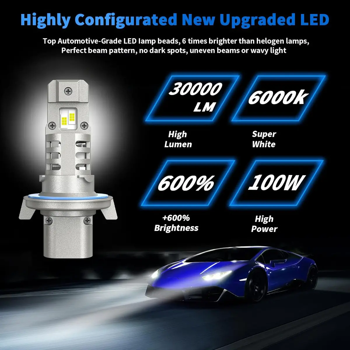 H13 Led Bulb Bright White 6000K - Pair 2