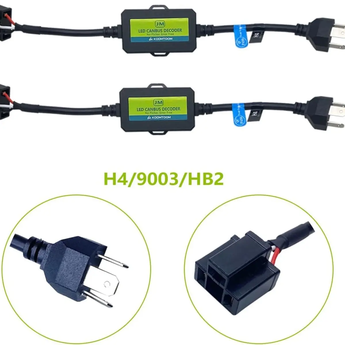 H4 Hb2 9003 Led Bulb Decoder Canbus Resistor Anti-Flicker Harness,Dashboard Warning Error Free Emc Canceller Decoder 1