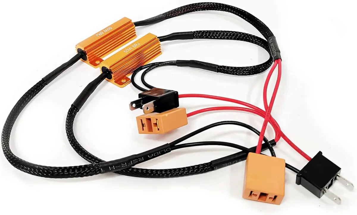 H7 Led Load Resistor Kit 50W 8Ohm Headlight Bulb Relay Harness Adapter Anti Flicker Error Decoder Warning Canceller 2