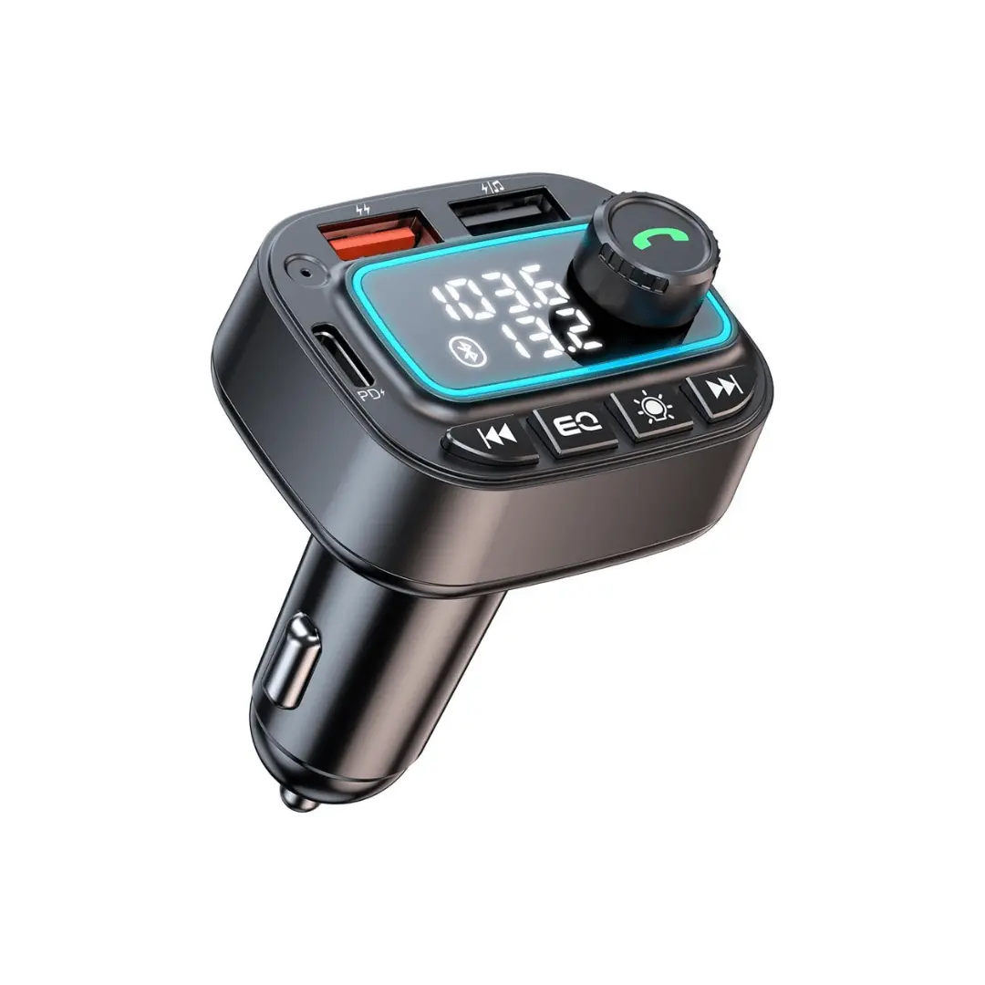 Handsfree Call Car Charger,Wireless Bluetooth Fm Transmitter Radio Receiver, Mp3 Audio, Dual Usb Port, Charger & Car Voltage Meter 1