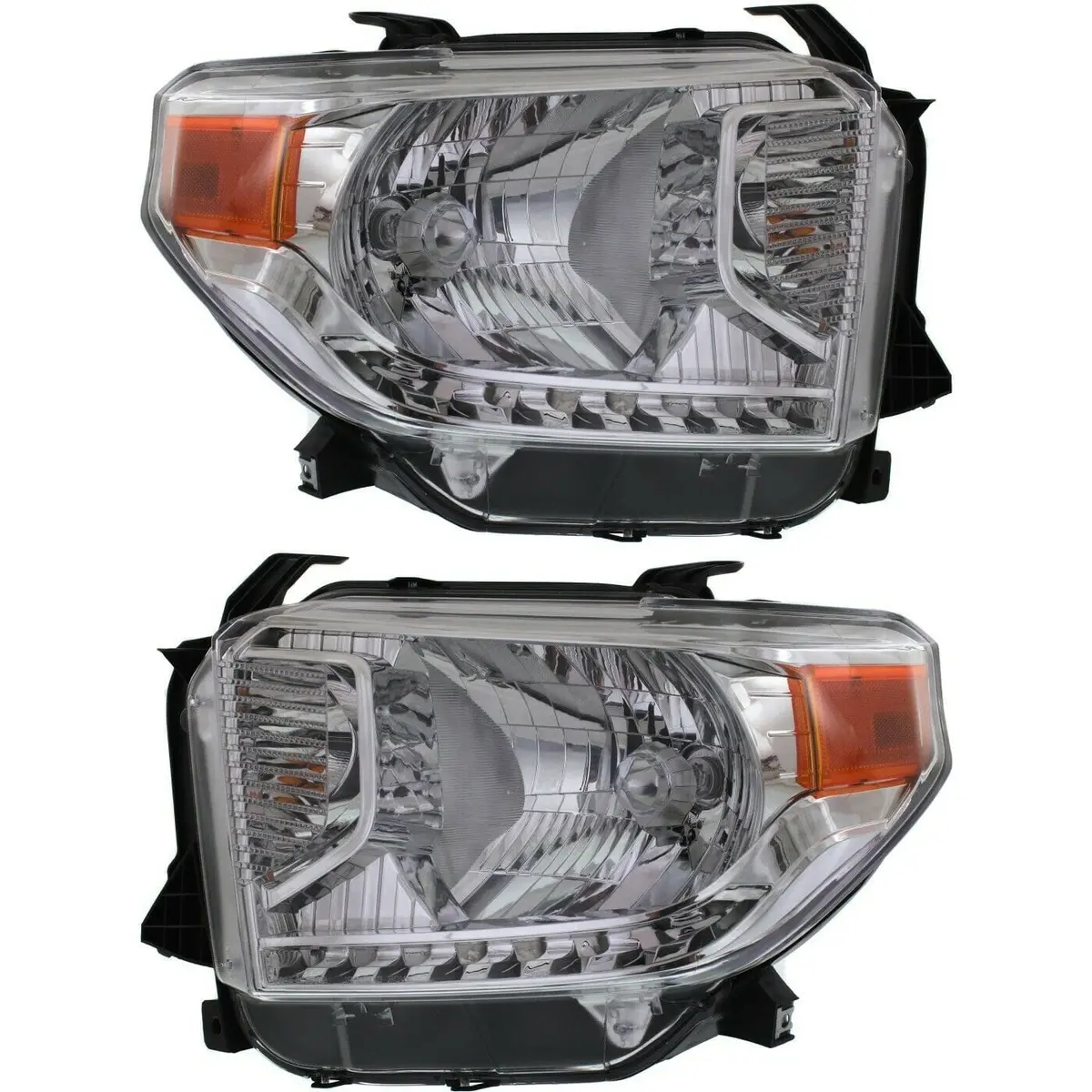 New 2014-2017 Toyota Tundra Headlights Set Chrome Housing Amber Corner Oe Style 1