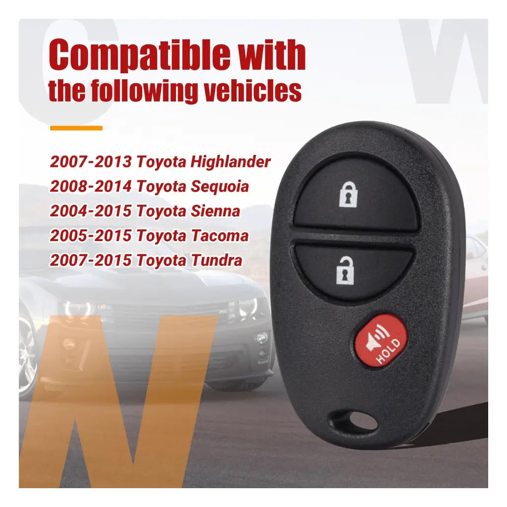 Key Fob Replacement Compatible With Toyota 2004-2015 Tacoma/2007-2015 Tundra/2004-2015 Sienna/2004-2014 Sequoia/2007-2013 Highlander 2