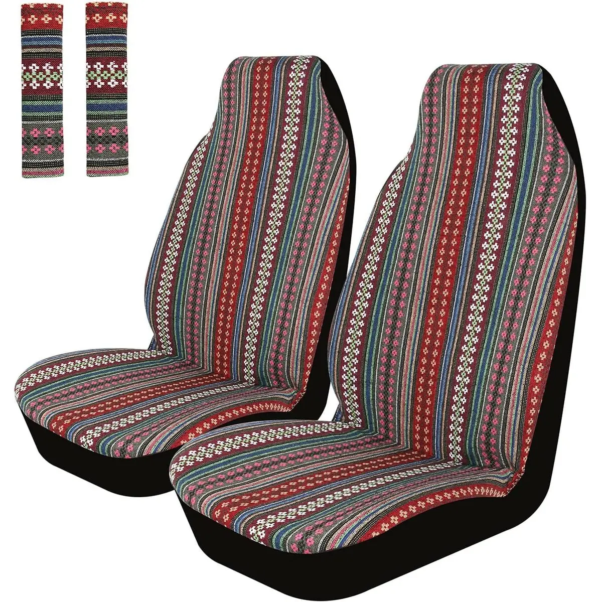 Bojo 2Pc Front Seat Covers And 2Pc Seat Belt Protectors 1
