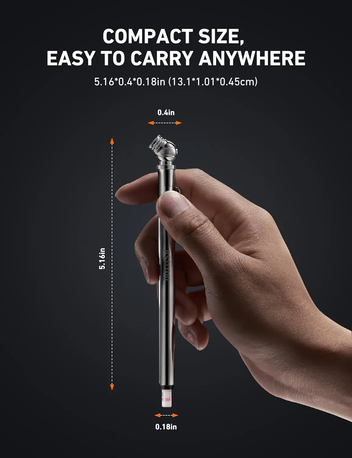 Pencil Tire Pressure Gauge (10-75Psi), Air Pressure Gauge For Tires, Stainless Steel Body, And Metal Made Nozzle 3 Measurements For Cars, Bikes, Vehicles 2