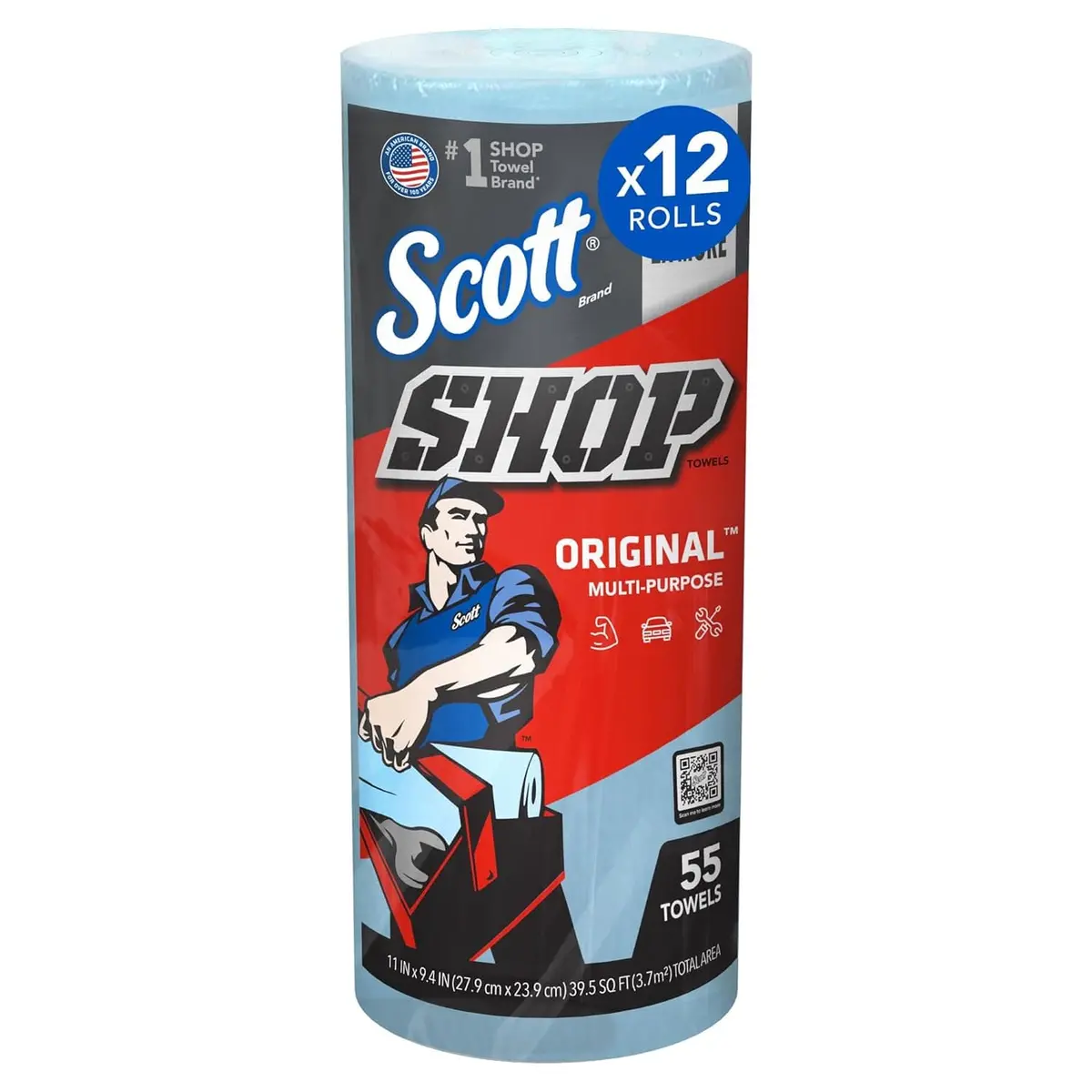 Scott Shop Towels, Standard Roll, 2/5 X 11, Blue 1