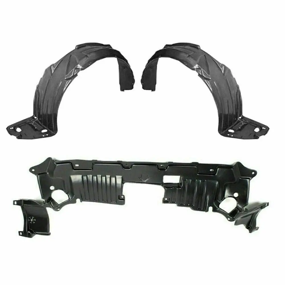 Set Of 3 Front Primed Plastic Splash Shield Under Cover Kit For Civic 04-05 1
