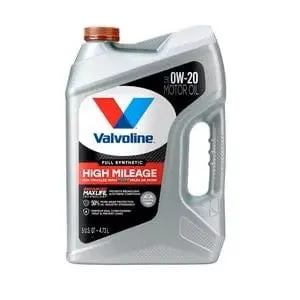 Valvoline High Mileage Full Synthetic Engine Oil 0W-20 5 Quart 1
