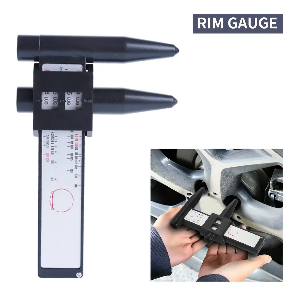 Wheel Rim Bolt Circle Pattern Sliding Measuring Tool Gauge 4 5 6 8 Lug Pcd Ruler 1