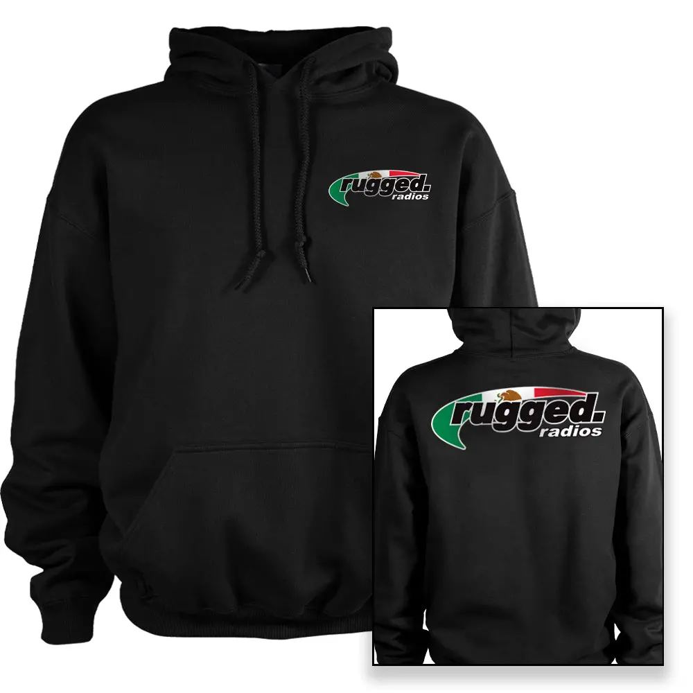 Rugged Radios Mexican Flag Pullover Hoodie - Black 1