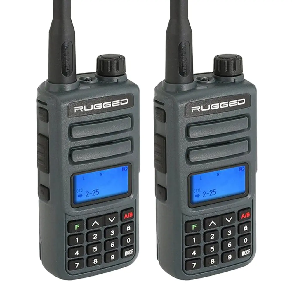 2 Pack - Gmr2 Handheld Gmrs Frs Radio Pair - By Rugged Radios - Grey 1