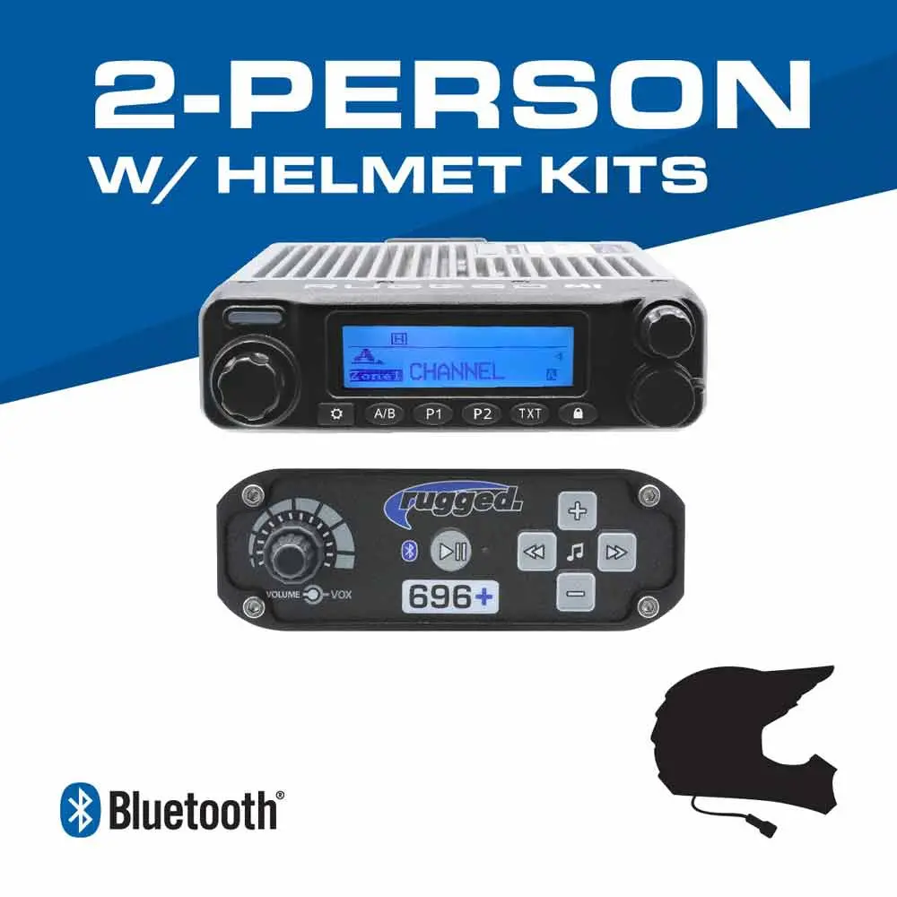 2 Person - 696 Plus Complete Communication Intercom System - With Helmet Kits 1