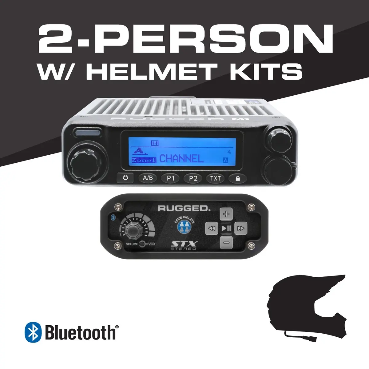 2 Person - Stx Stereo Complete Communication Intercom System - With Stx Stereo Helmet Kits 1