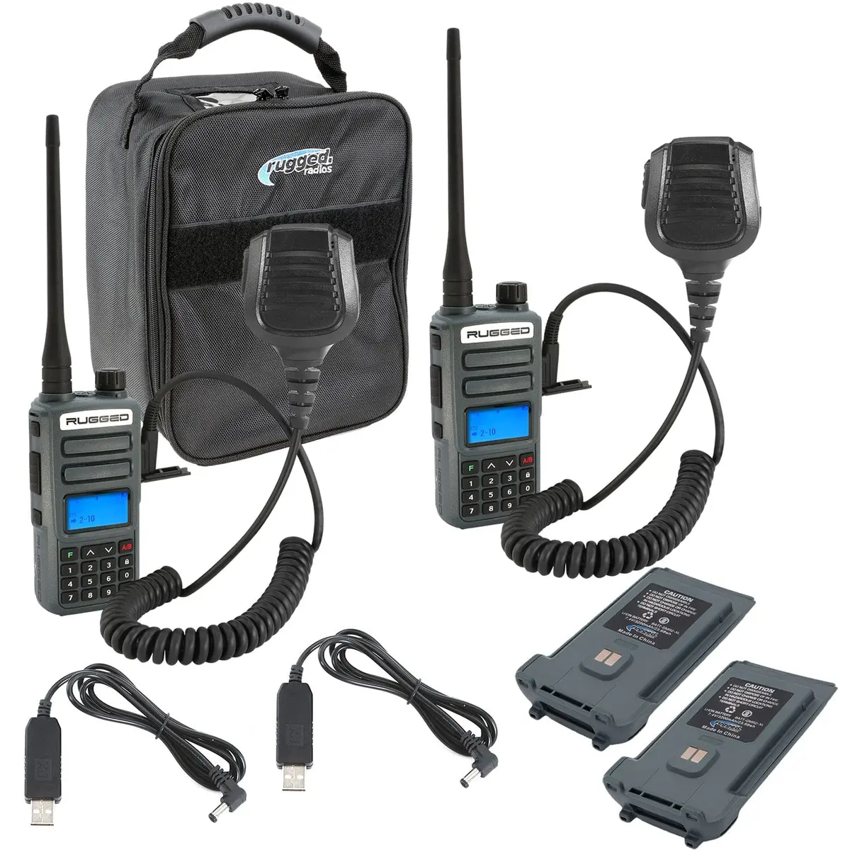 Adventure Pack -  2 Pack - Gmr2 Plus Gmrs And Frs Two Way Handheld Radios With Xl Batteries And Hand Mics - Grey 1