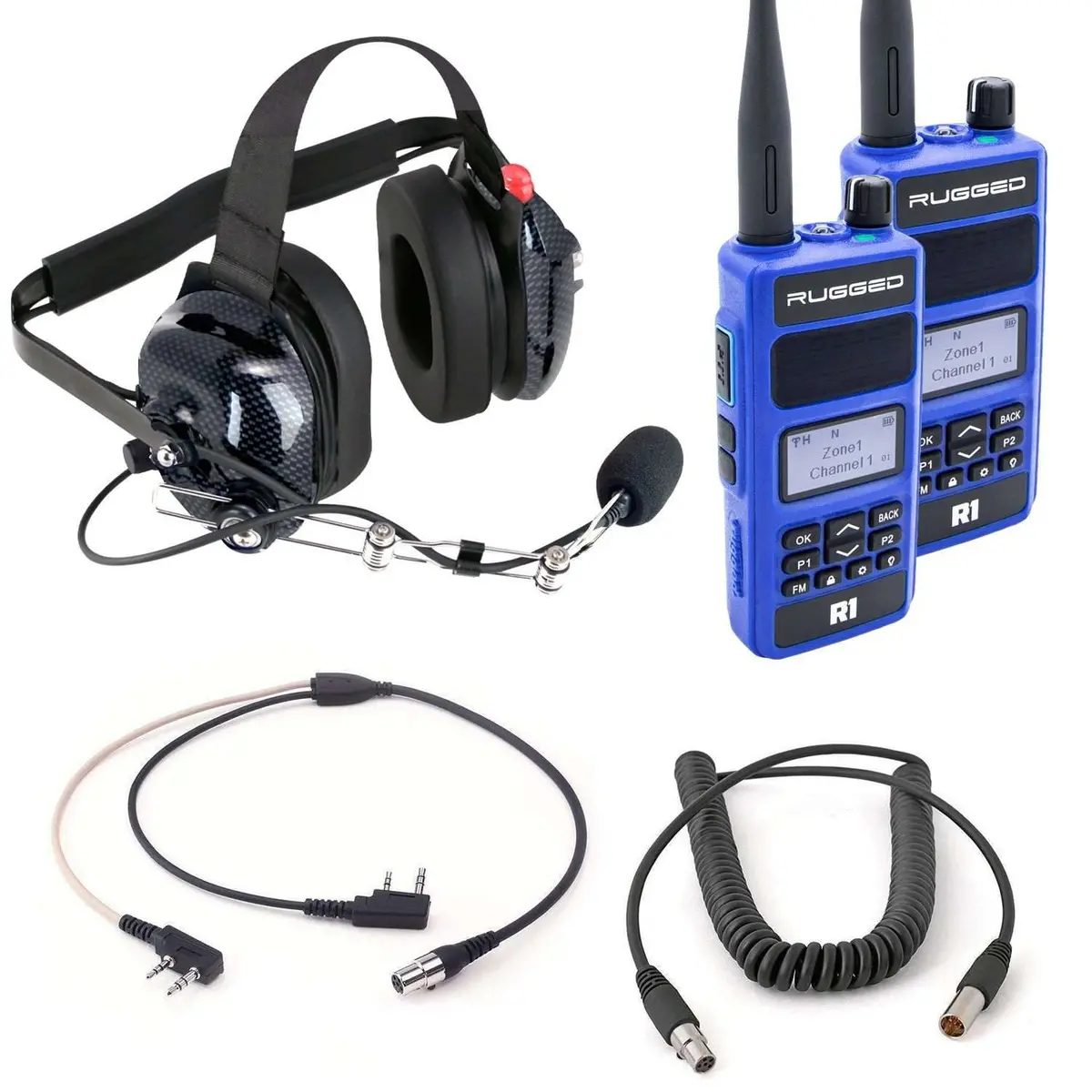Bundle - Dual Radio Spotter Headset Kit With H60 Headset And Rugged R1 Handheld Radios 1