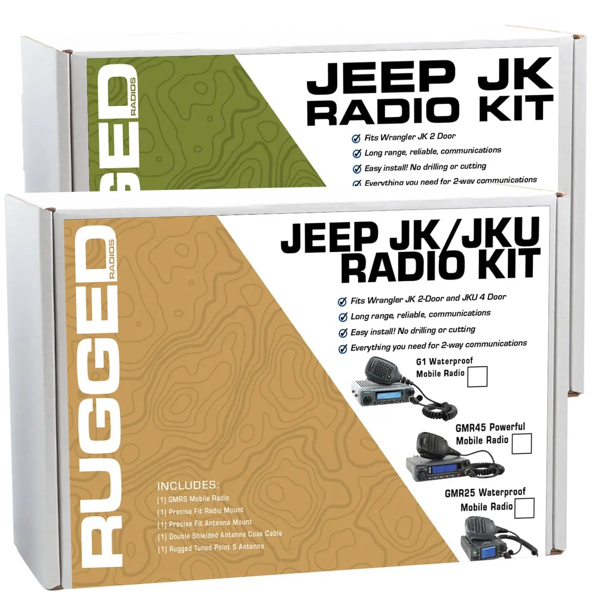 Jeep Wrangler Jk And Jku Two-Way Gmrs Mobile Radio Kit 1