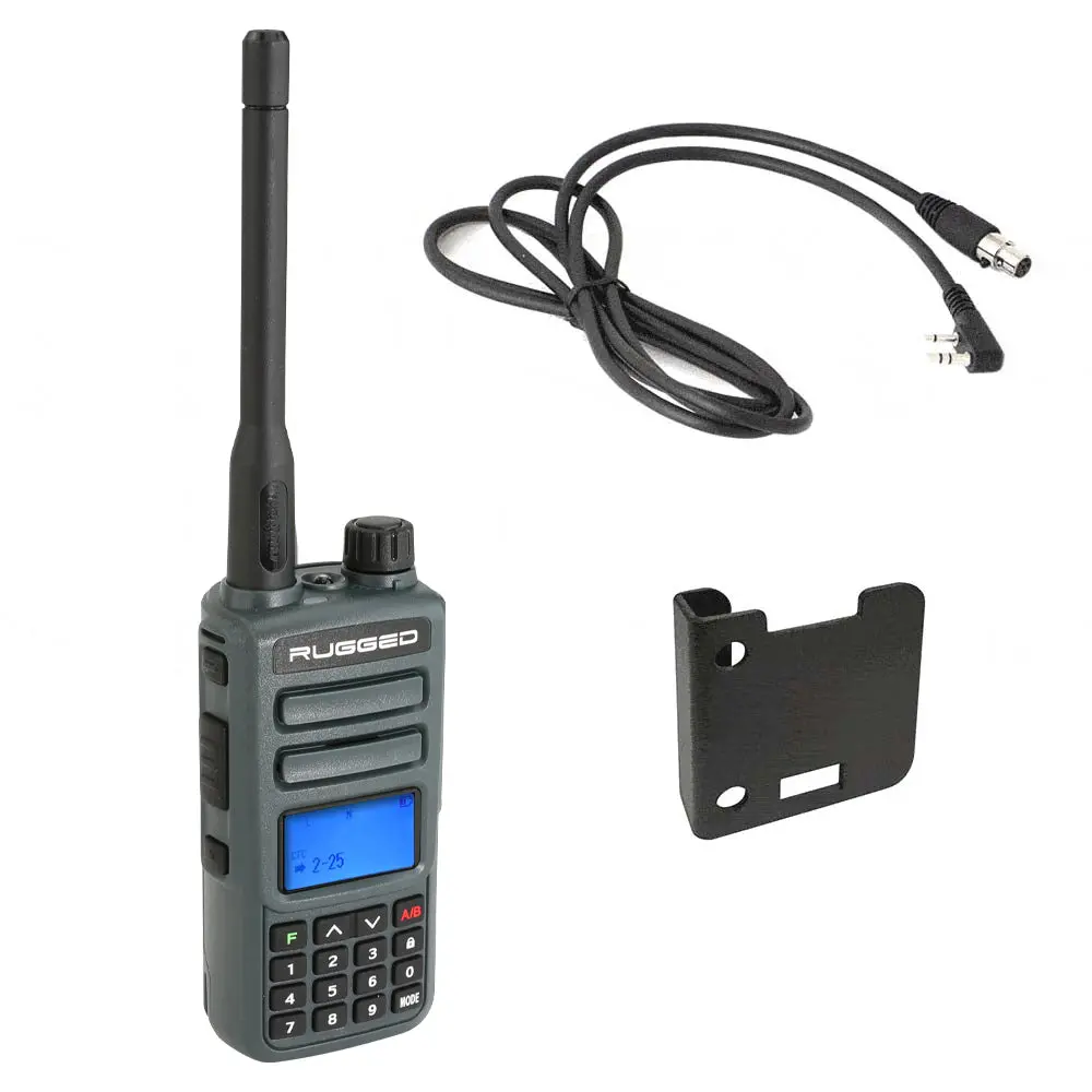 Rugged Gmr2 Plus - Gmrs And Frs Two Way Handheld Radio With Mount And Intercom Cable 1