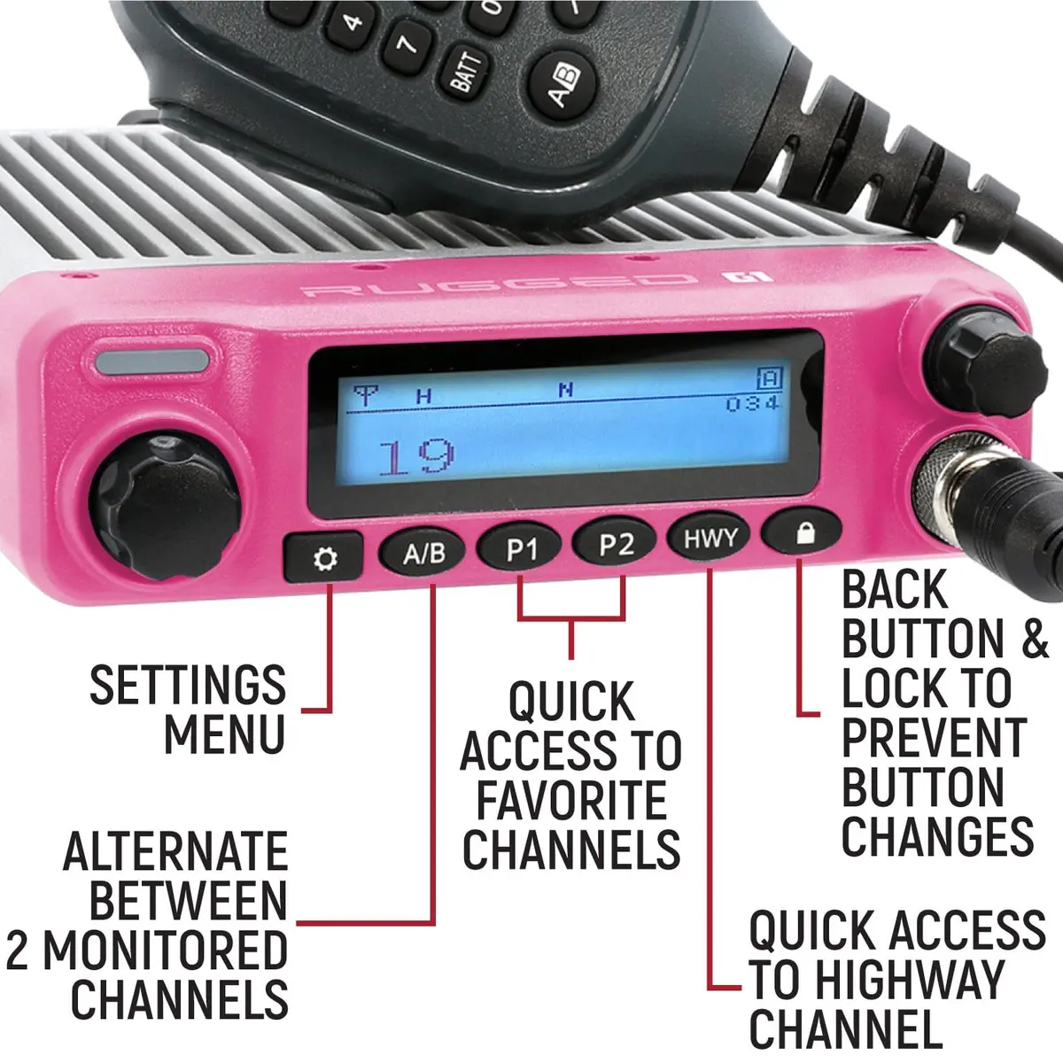Radio Kit - Pink Rugged G1 Adventure Series Waterproof Gmrs Mobile Radio With Antenna 2