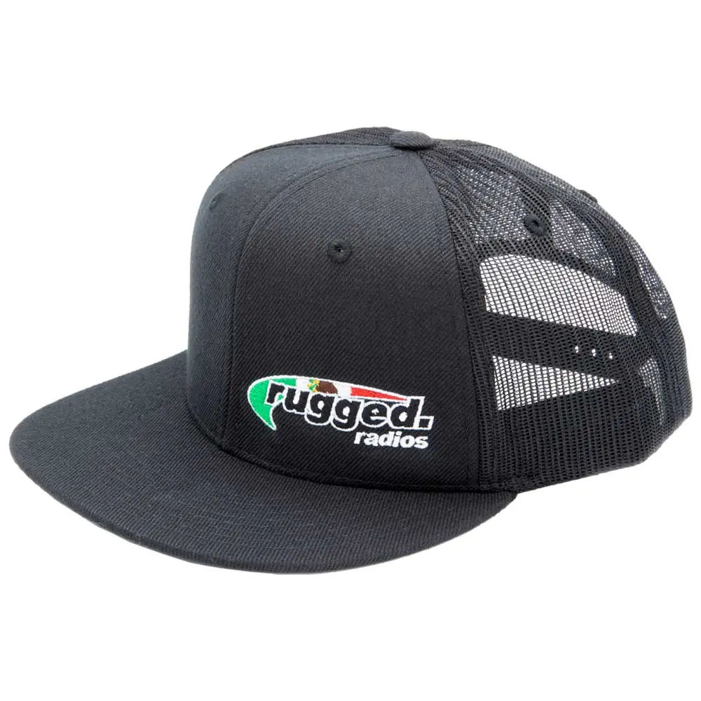 Rugged Radios Mexican Flag Flat Bill Snapback Hat - Black 1
