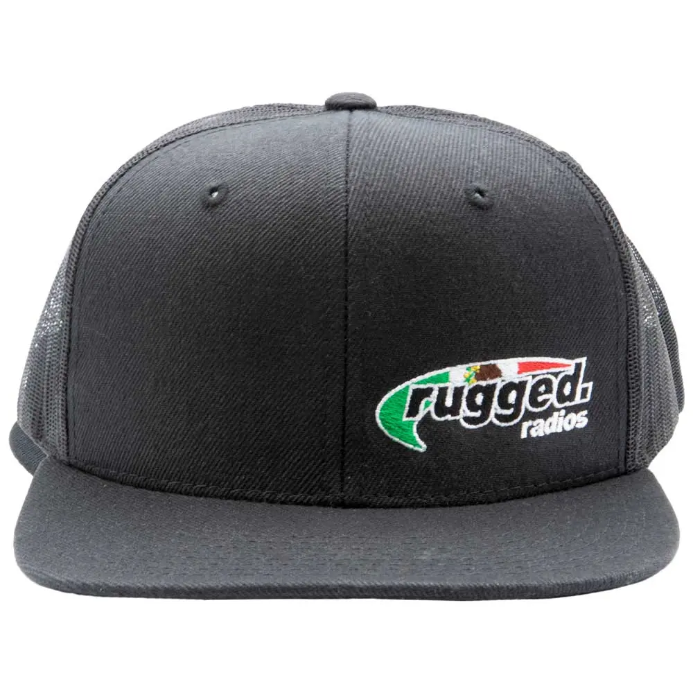 Rugged Radios Mexican Flag Flat Bill Snapback Hat - Black 2