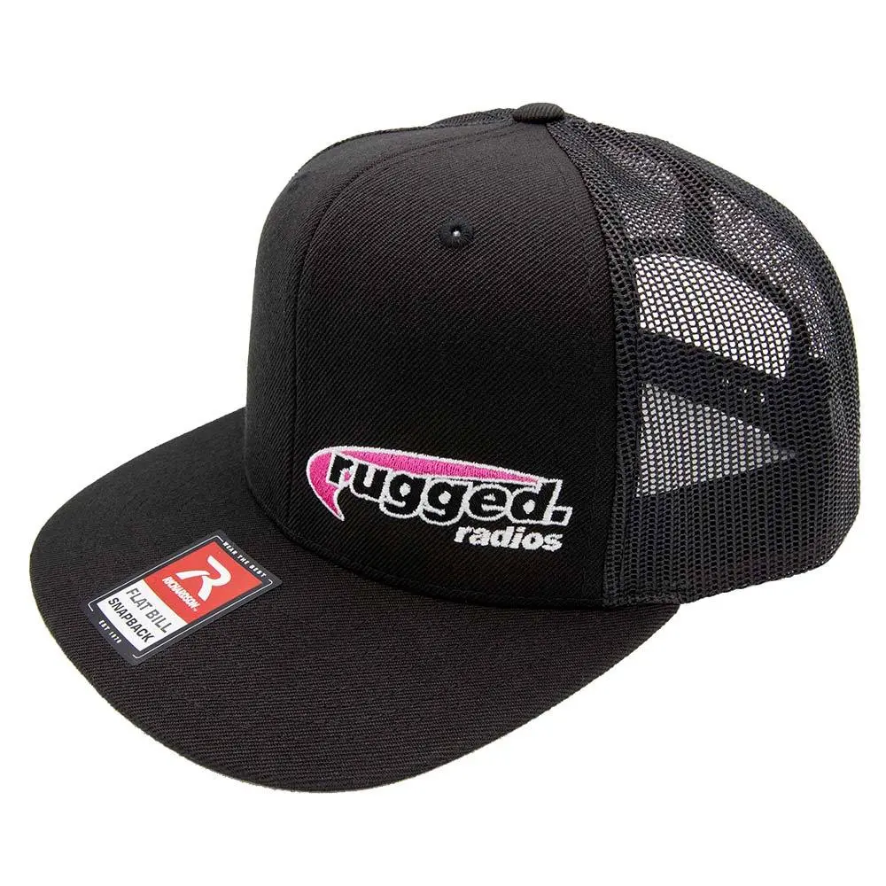 Rugged Radios Pink Flat Bill Snapback Hat - Black 1