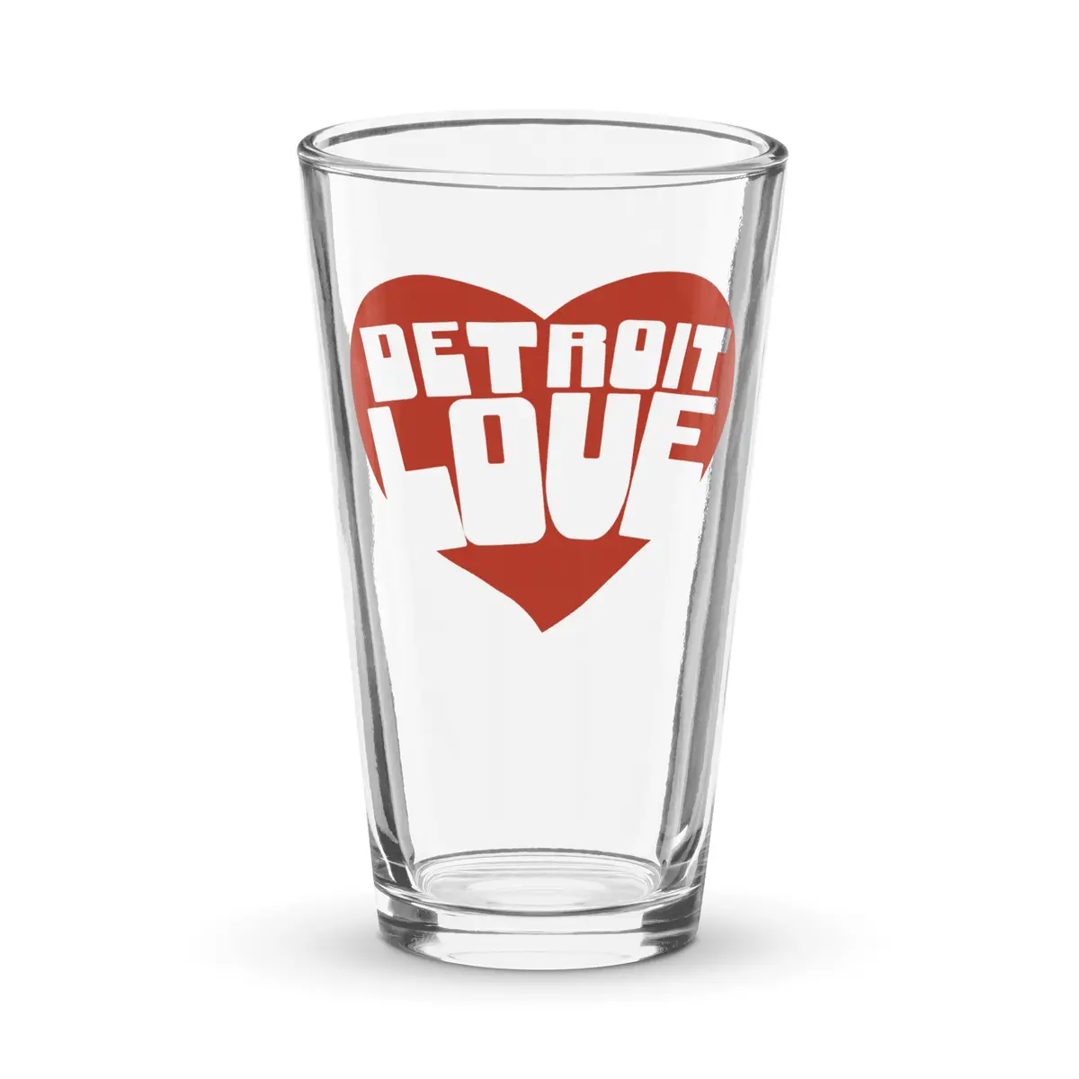 Detroit Love Pint Glass - Red 16 Oz 2