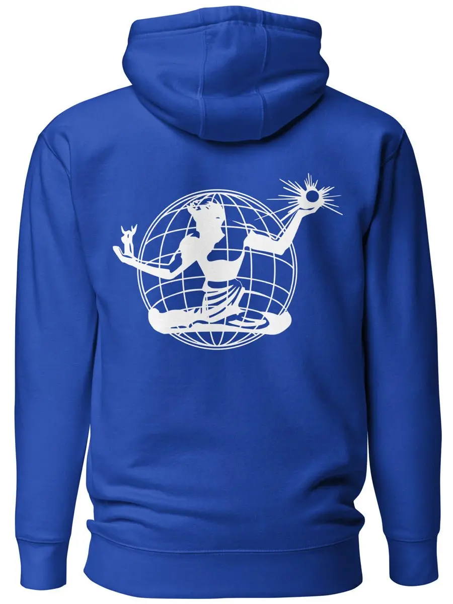 Spirit Of Detroit Worldwide Premium Unisex Hoodie - Back Print - Royal / White 1