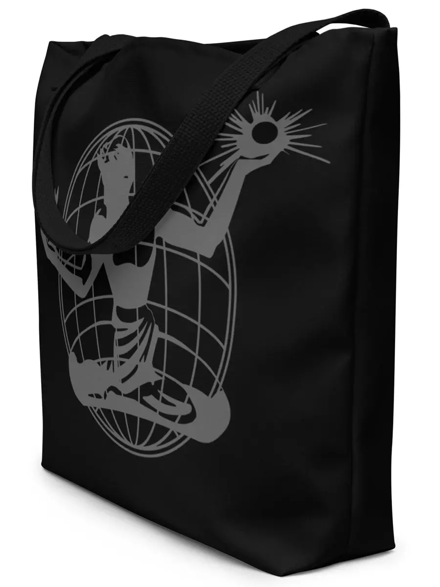 Spirit Of Detroit Global All-Over Print Large Tote Bag 16" X 20" - Black / Dark Gray 1