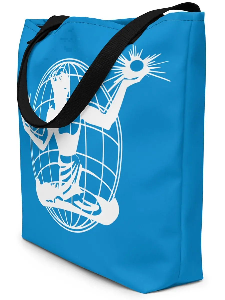 Spirit Of Detroit Worldwide All-Over Print Large Tote Bag - 16" X 20" - Blue / White 1