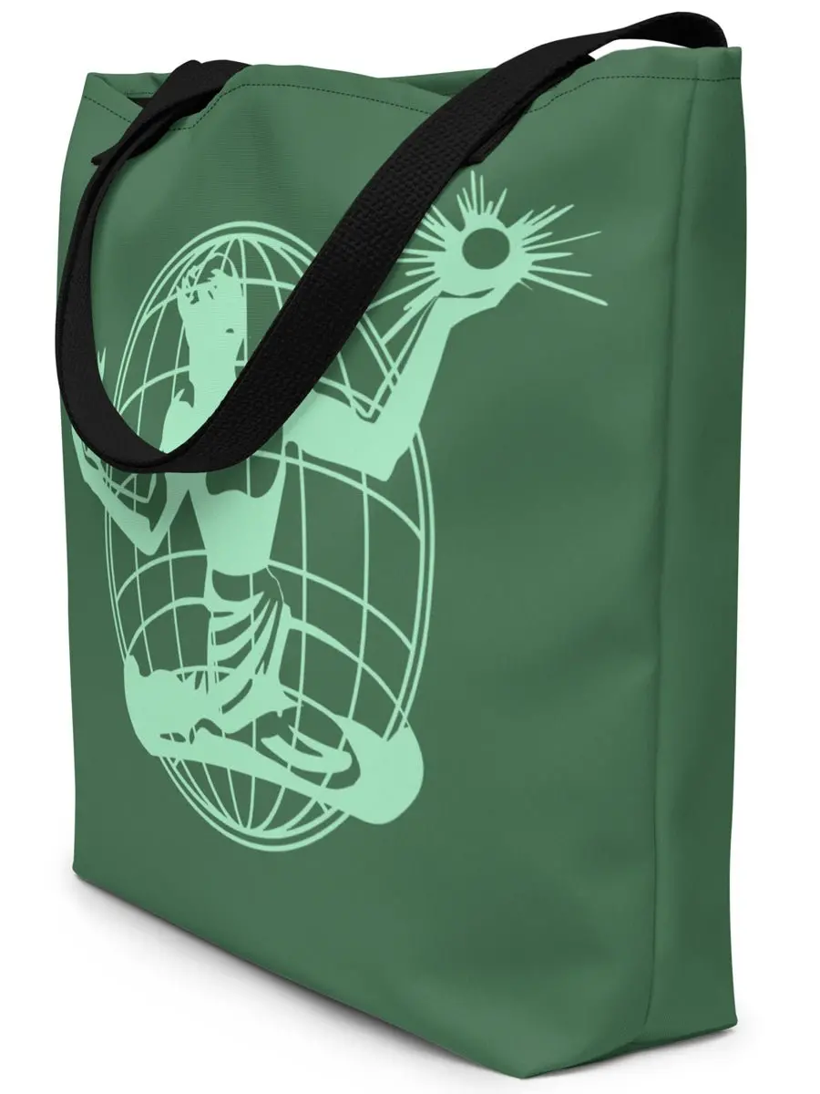 Spirit Of Detroit Global All-Over Print Large Tote Bag - 16" X 20" - Green / Mint 1