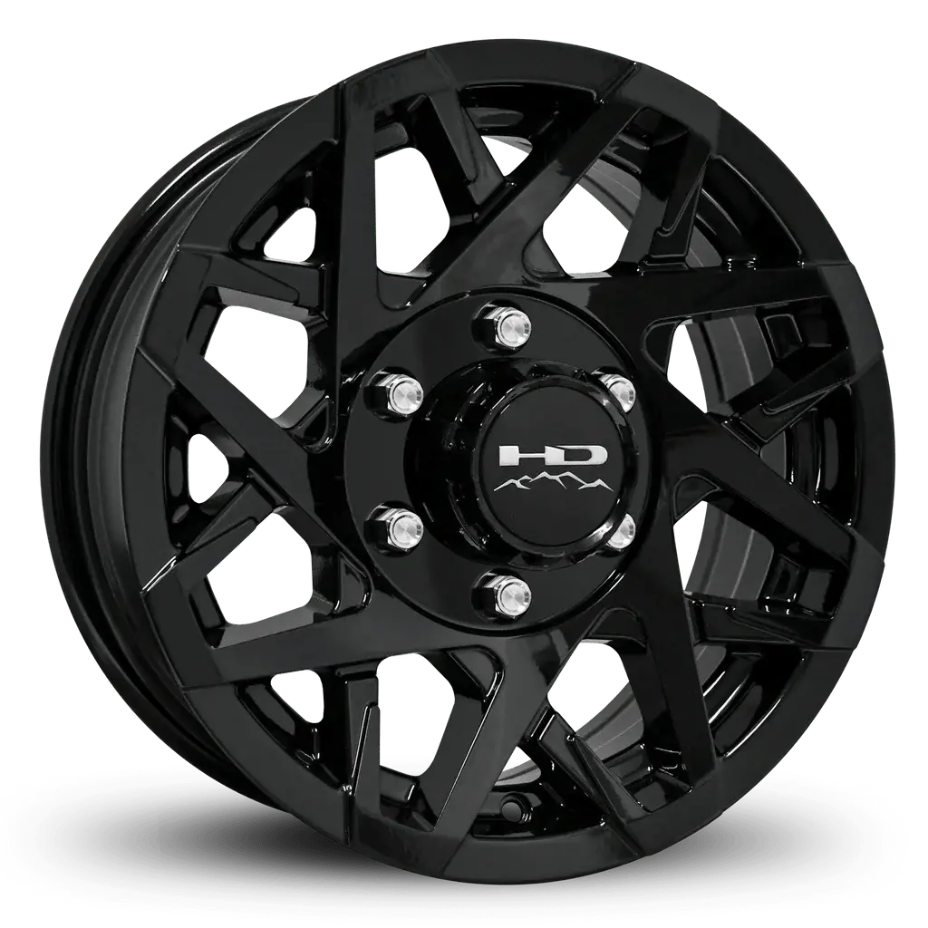 St235/80R16 10-Ply Trailer Tire On 16" 6-5.5 Gloss Black Canyon Wheel 2