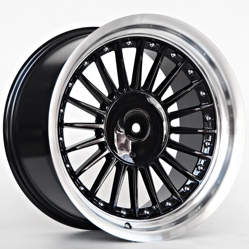 Nooe Steel 9X17 5X120 Et15 74,1 Black Machined Lip Chrome Rivets 1