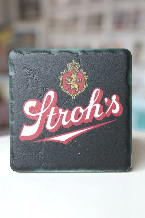 Stroh's Bohemian Black Porcelain Tile Coaster 1