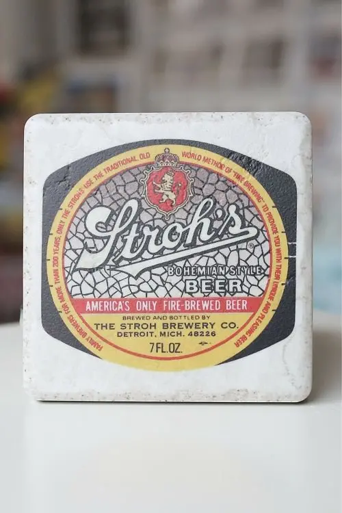 Stroh's Vintage Bohemian Pilsner Porcelain Tile Coaster 1