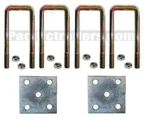 U-Bolt Tie Plate Kit For Mounting Up Tp 2500Lb. 2" X 2" Square Trailer Axles, 4" Long U-Bolts 1