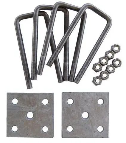 Axle Tie Plate Kit With 6 3/4" Long, Square Stainless Steel U-Bolts 1