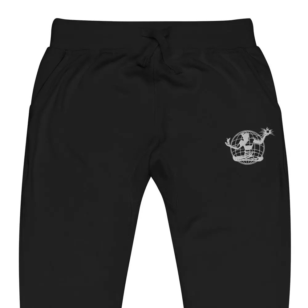 Spirit Of Detroit Worldwide Embroidered Unisex Fleece Sweatpants - Black / White 1