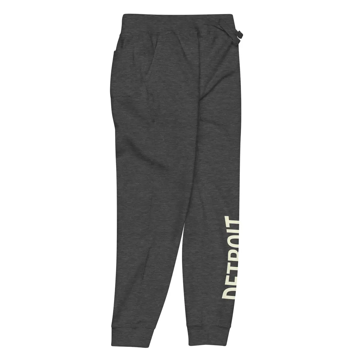 Detroit Champ Premium Unisex Fleece Sweatpants - Charcoal Heather / Soft Cream 4