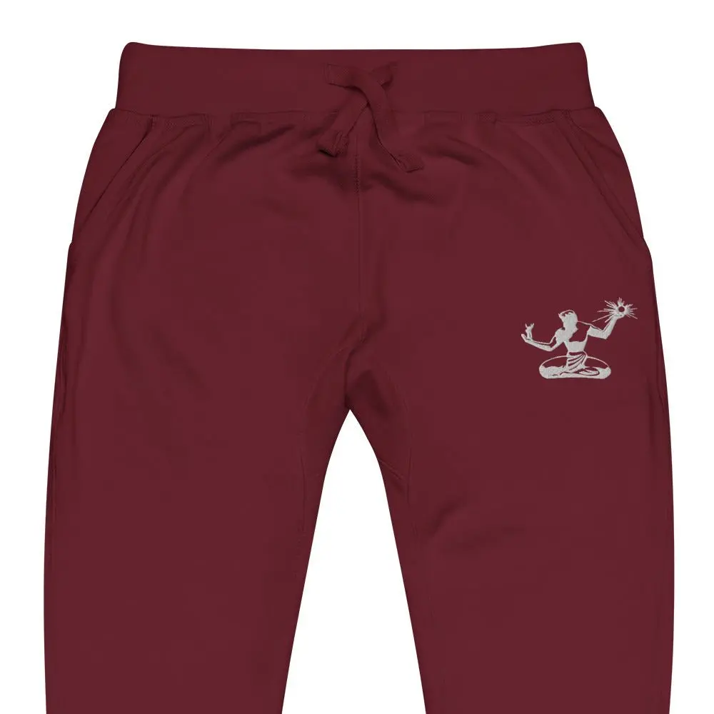 Spirit Of Detroit Premium Embroidered Unisex Fleece Sweatpants - Maroon / White 1