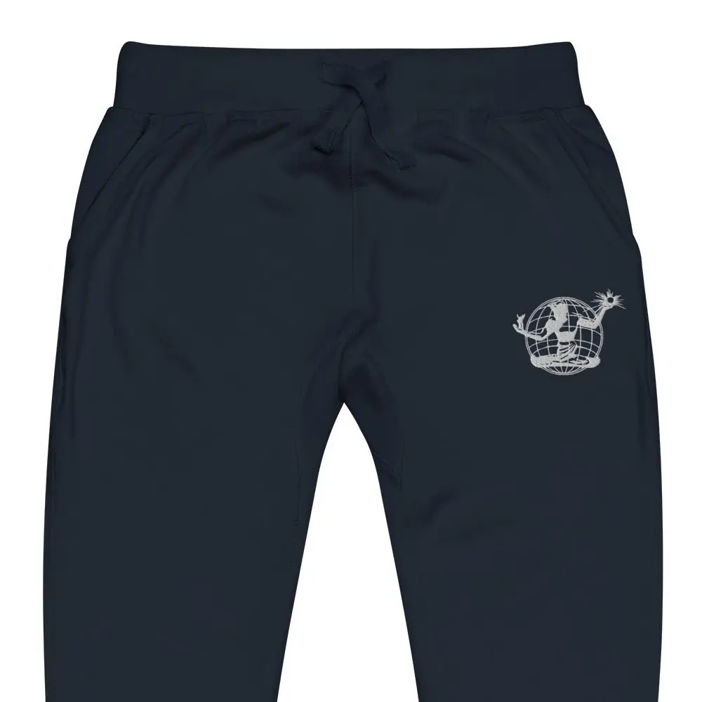 Spirit Of Detroit Worldwide Embroidered Unisex Fleece Sweatpants - Navy / White 1